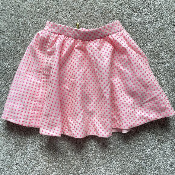 Kate Spade Girls Skater Skirt Neon Pink Polka Dots Full Skirt Sz 7 Barbie Fancy - Picture 1 of 6